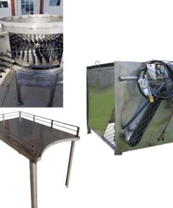 rotary scalder, plucker with door, and receiving table