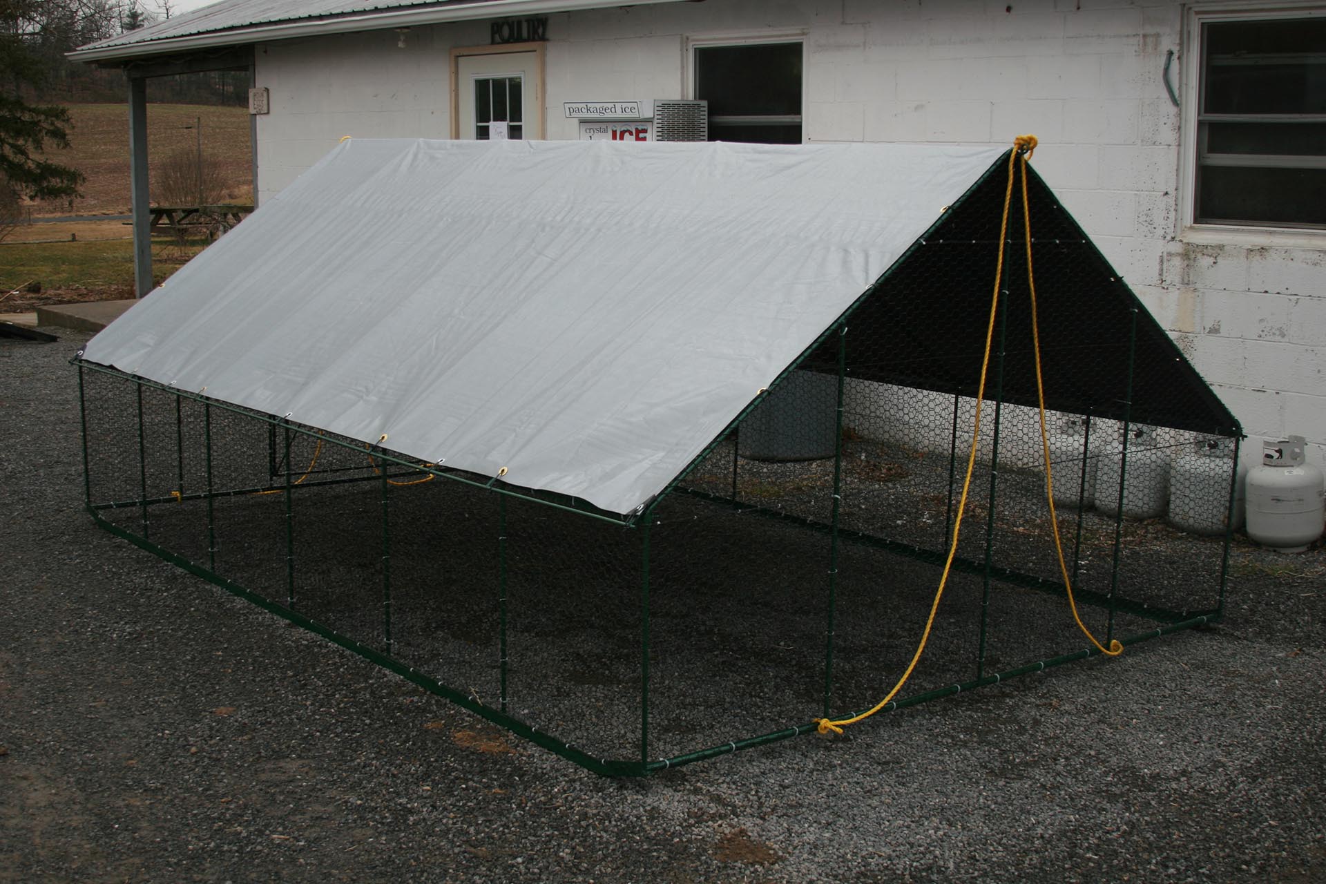green pasture shelter from the side